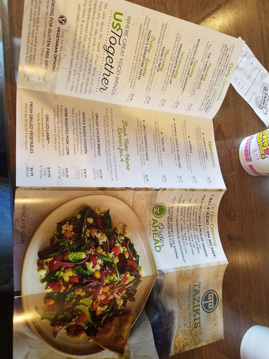 Menu Taziki's Mediterranean Cafe - Jacksonville - Beach Blvd-10