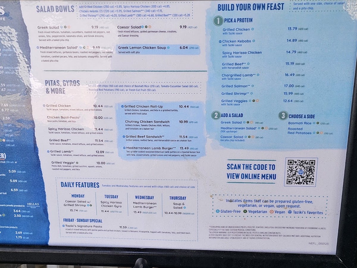 Menu Taziki's Mediterranean Cafe - Jacksonville - Beach Blvd-3