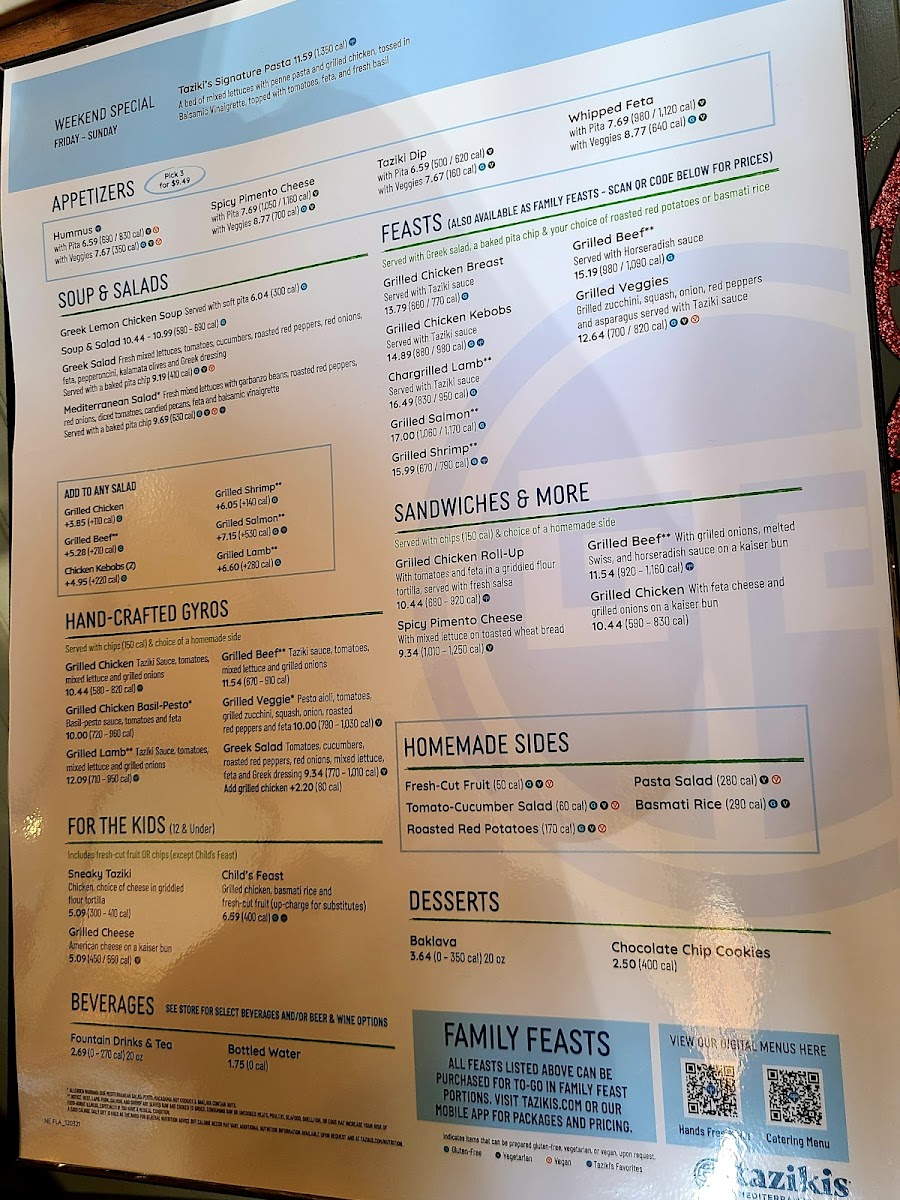 Menu Taziki's Mediterranean Cafe - Jacksonville - Beach Blvd-4