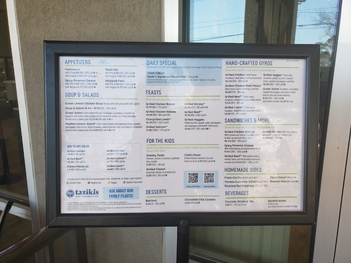 Menu Taziki's Mediterranean Cafe - Jacksonville - Beach Blvd-5