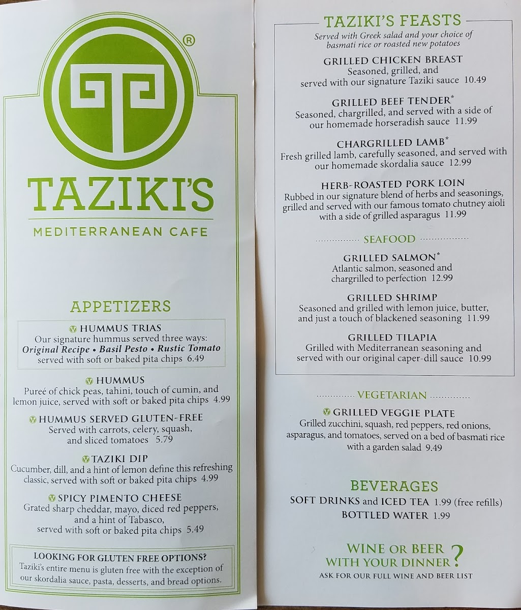 Menu Taziki's Mediterranean Cafe - Jacksonville - Beach Blvd-7