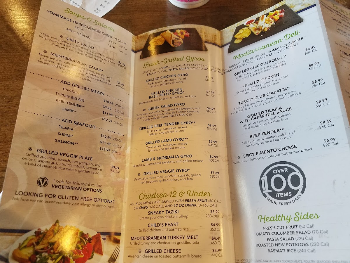 Menu Taziki's Mediterranean Cafe - Jacksonville - Beach Blvd-8