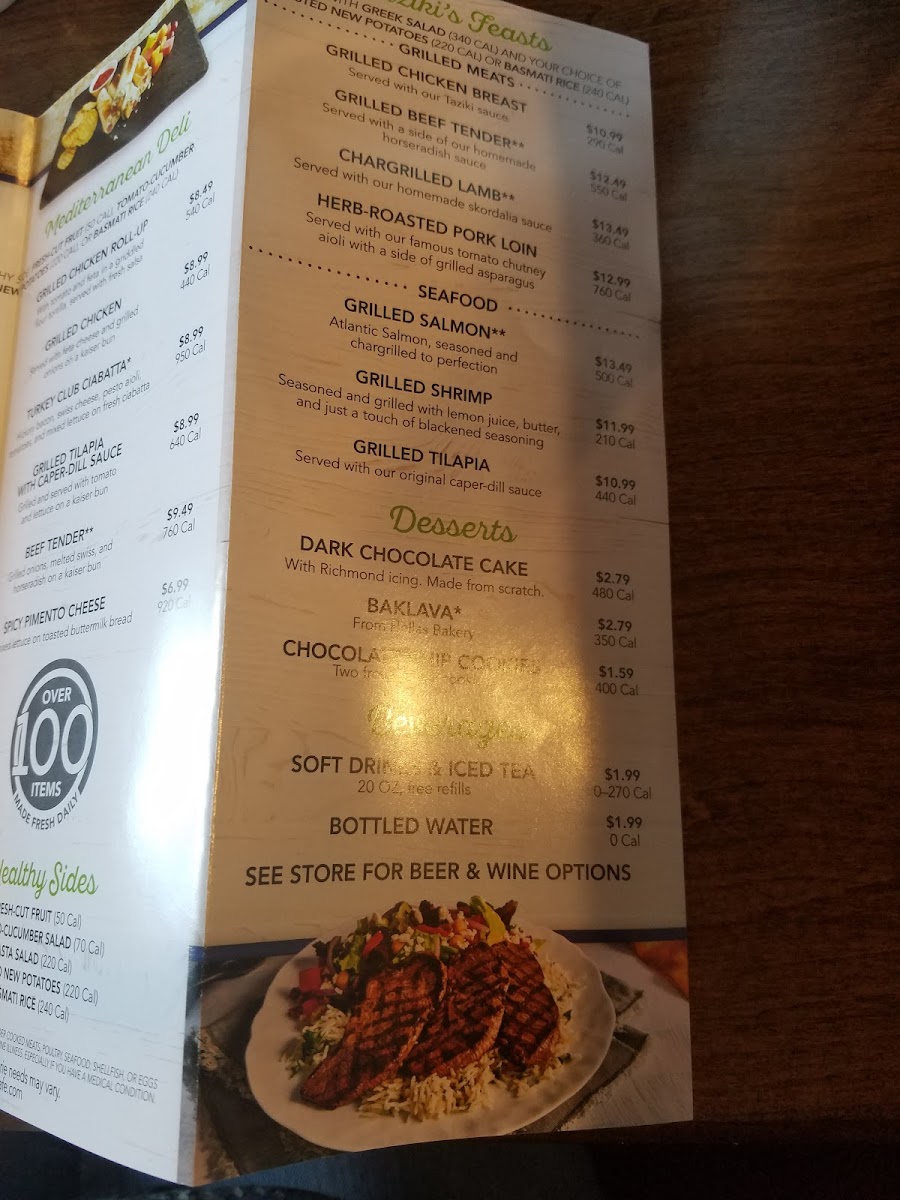 Menu Taziki's Mediterranean Cafe - Jacksonville - Beach Blvd-9